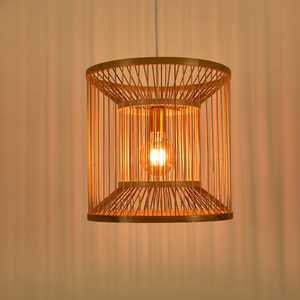 Lighting Bamboo Natural <b>Boho</b> Light Fixture Woven Chandeliers Lamp Wicker Bamboo <b>Lampshade</b> Pendant Light - Product Image 4