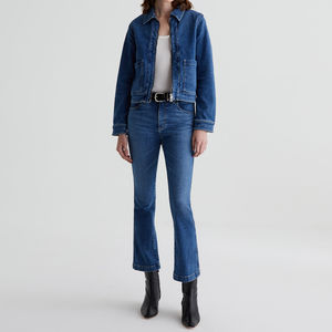 Gran oferta, chaqueta vaquera de estilo Vintage para mujer, Chaquetas vaqueras recortadas plisadas lavadas con piedra personalizadas, Chaquetas vaqueras rellenas de algodón - Product Image 5