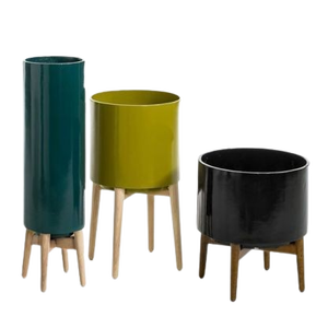 Lot de 3 pots de fleurs pour le salon et les décorations de mariage Pots de jardinière au design de luxe avec support - Product Image 1