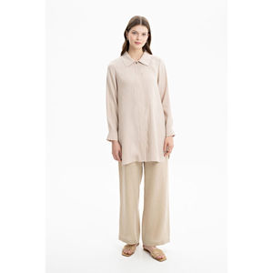 Women's Linen Basic <b>Tunic</b>-Simple and Elegant Full Sleeve Button Down for Everyday Wear - Product Image 2