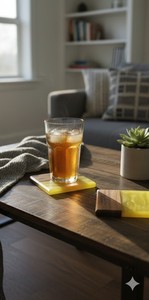 Sous-verres carrés en noyer de luxe faits à la main, les plus appréciés, écologiques, durables, taille personnalisée disponible pour les intérieurs élégants - Product Image 6