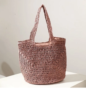 กระเป๋าสานมือข้างหนึ่งสำหรับผู้หญิงกระเป๋าฟางถักโครเชต์กระเป๋าชายหาดส่งตรงจากผู้จำหน่ายอินเดีย - Product Image 2