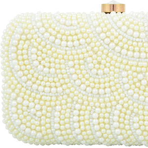 Sac à main rectangulaire de luxe unisexe personnalisé OEM ODM, sac à main en perles, pochette de soirée faite à la main, sac de mariée, soirées de mariage, tendance - Product Image 1
