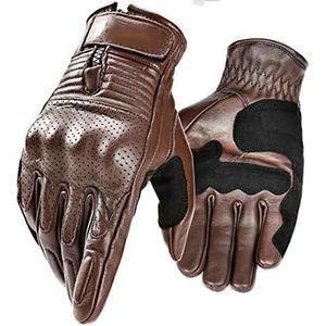 Gants de moto de course unisexes en cuir à écran tactile fabriqués au Pakistan - Product Image 1