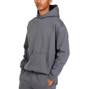 Venta al por mayor de los hombres de gran tamaño de peso pesado sudaderas 100% algodón cómodo entrenamiento cálido polar bordado Logo frente sudaderas con capucha - Product Image 3