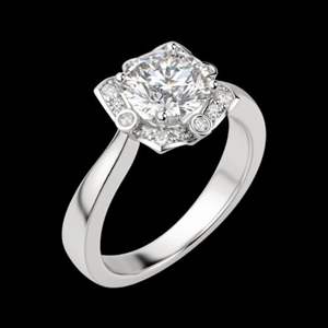 แหวนหมั้นเพชรโมอิสทรงกลมกรอบเจ้าหญิงสำหรับ RIH1055สีโรสโกลด์14K - Product Image 4