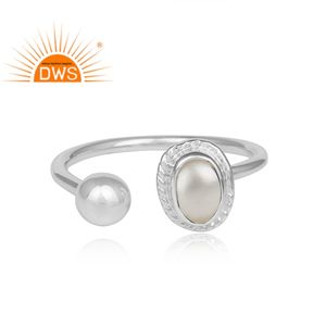 Anillo ajustable de perlas naturales de plata de ley fina de último diseño, joyería personalizada para mujer, regalo para ella - Product Image 5