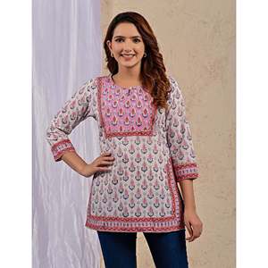 Haut en coton blanc brodé Butti, tissu popeline, motif imprimé - Product Image 6