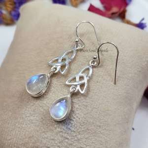 Dernier design, boucles d'oreilles en laiton sterling avec pierre de lune naturelle de 5x7 mm, sertie en bélière, style hip-hop pour enfants - Product Image 5