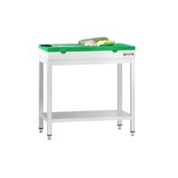 Table de travail commerciale en acier inoxydable PREMIUM - 700x600mm - avec étagère inférieure - avec planche à découper verte