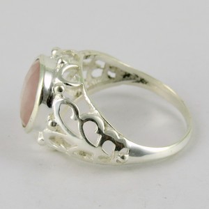 Bague certifiée en argent sterling avec pierre précieuse quartz rose, style bohème chrétien, sertie clos, pour bébé princesse - Product Image 2