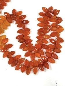 Perles Briolette en forme de marquise à facettes en cornaline rouge naturelle AAA 7x14mm taille 17 pouces perles de pierre - Product Image 2
