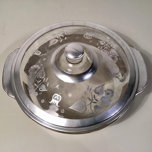 Customizable Logo Tempered Glass With Steel Casserole Dish Light Gray Floral Hand Painted Latest Food Warmer - Product Image 6