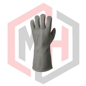 Gants de soudage en cuir de vache gris 7 oz 14 pouces Poignet tricoté Mig Mag Tig Résistant à la chaleur et au feu Cuir pur Protection des mains et des bras - Product Image 2