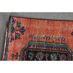 Turkish 2,7x9,7 ft <b>Runner</b> Rug, Vintage Rug, <b>Red</b> Bordered Rug - Product Image 4
