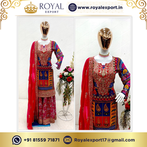 Royal Export lance une Georgette de renard pur lourd avec un dessus d'impression numérique-Sharara avec un ensemble Dupatta à Surat India - Product Image 4