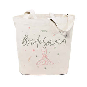 Fashionable Floral Cotton <b>Canvas</b> <b>Tote</b> Bag for Bridesmaids for Wedding - Product Image 1