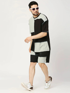 Conjuntos cortos deportivos de 2 piezas de gran tamaño de alta calidad para hombre, chándales de verano personalizados de tendencia informal, pantalones activos teñidos - Product Image 4