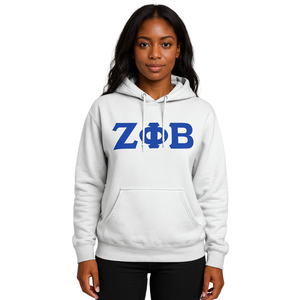 Zeta Phi Beta White Pullover Hoodie Mezcla de algodón Premium Hermandad griega Ropa Bordado personalizado Divine Nine HBCU Greek Life - Product Image 1