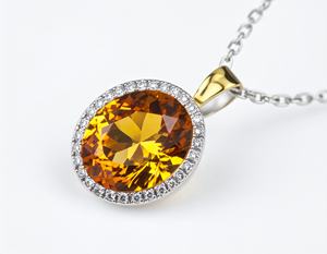 Collier pendentif réversible en argent sterling 925 plaqué or 18 carats avec pierre précieuse et cristal de roche - Product Image 1