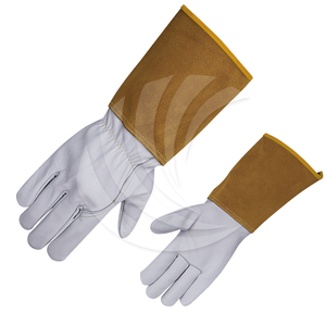 Guante de Apicultor de Piel de Cabra Blanca con Manga Larga de Lona y Puños Elásticos - Product Image 3