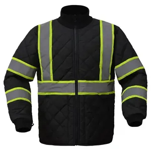 Veste de travail élégante professionnelle doublure en toile de coton robuste fermeture à glissière résistante à l'eau isolée pour un usage industriel d'hiver - Product Image 3