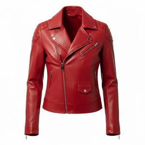 Veste de motard en cuir véritable de qualité supérieure pour femmes, streetwear, en plusieurs couleurs, vente en gros - Product Image 2