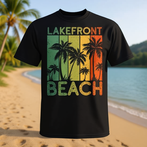 T-shirt Lakefront Beach Vibes in cotone premium unisex per adulti taglia M L XL XXL - Product Image 3