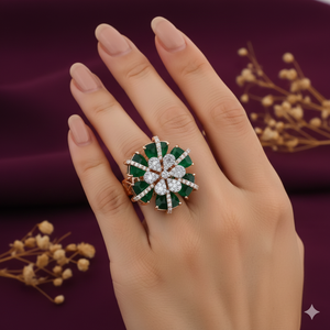 เพชรโมอิสพร้อมหินสีเขียว925แหวนเงิน - Product Image 2