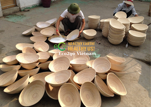 Bol à ventouse en bambou écologique personnalisé de style vintage Eco2go Vietnam pour le camping, bol pour bébé en stock - Product Image 2