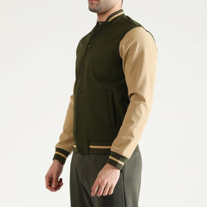 เสื้อแจ็กเก็ตทีมโรงเรียนสำหรับผู้ชายเสื้อแจ็กเก็ตเบสบอลแนวสตรีทแวร์ผ้าวูลผสมตัวและแขนเสื้อหนังสำหรับแฟชั่นงานตามสั่ง - Product Image 3