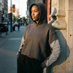 Sudadera con Capucha de Invierno para Mujer, Estilo Urbano, 500 g/m², Poliéster/Algodón, Manga Apilada, Estampado Gráfico, Fabricante - Product Image 5