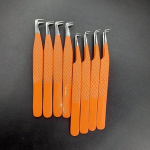 แหนบต่อขนตาปลายแหลมแบบมืออาชีพ สีส้ม ผลิตจากสแตนเลสญี่ปุ่น จับแน่น ทนทาน สำหรับต่อขนตาแบบวอลุ่ม - Product Image 3