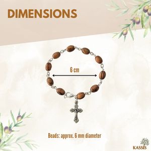 Handmade Olive Wood <b>Bracelet</b> with Oval <b>Beads</b> Christian Wooden <b>Bead</b> <b>Bracelet</b> Unisex Jewelry Wholesale from Bethlehem - Product Image 3