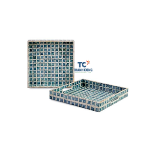 Plateau de service rond écologique au meilleur prix avec nacre, décoration de la maison pour le Ramadan, marque Thanhcongcraft, modèle MOP du Vietnam - Product Image 4