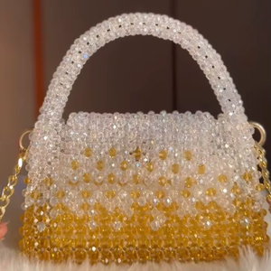 Bolso de Mano de Lujo Hecho a Mano para Mujer, con Cuentas, Cristales, Diamantes, Adornos de Cadena, Bolso Geométrico para Fiestas Diarias y de Noche - Product Image 1