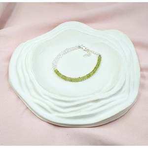 Quartz <b>Beaded</b> <b>Bracelet</b> with Peridot & Herkimer Diamond Trendy Classic Religious Gift Number Pattern Bangles - Product Image 3