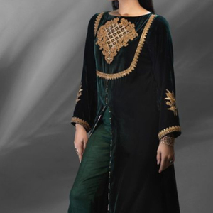 KURTA เดรสกางเกงทันสมัยปักลายด้วยลูกปัดแก้วคริสตัล,DABKA ชุดทำงานสำหรับสวมใส่ในงานปาร์ตี้งานแต่งงาน @ 2022 - Product Image 1