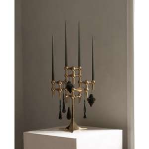 Bougeoir de pilier poli brillant support de chandelier en métal coulé Portable décoration de fêtes d'événement support de bougie de 5 bras - Product Image 5