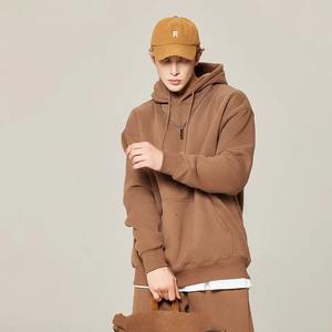 Sweat à capuche court personnalisé en polyester/coton pour homme, coupe décontractée, épaules tombantes, broderie épaisse, polaire, motif uni, séchage rapide, collection automne - Product Image 2