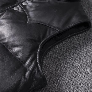 Chaqueta de cuero para hombre, chaleco de piel de oveja, traje de vuelo corto, corte ajustado, chaleco grueso y cálido, otoño e invierno - Product Image 4