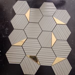 Buildingmaterialsindia โมเสกหกเหลี่ยม73มม. กระเบื้องเป็นกรดทั้งตัว260x300สำหรับห้องนั่งเล่นโรงแรมและร้านอาหาร - Product Image 1