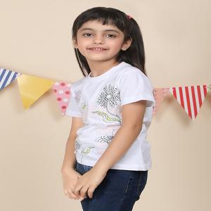 Camiseta de cuello redondo para niñas de algodón Smart Look 100% disponible diferentes métodos de impresión camiseta para niñas cuidadosamente seleccionadas que absorbe la humedad - Product Image 2