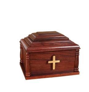 Fabriqué à la main en forme de cercueil en palissandre incrusté de croix en laiton URNE en bois faite à la main 8.75x7.25x6.50 (capacité 150 cu.in) - Product Image 6