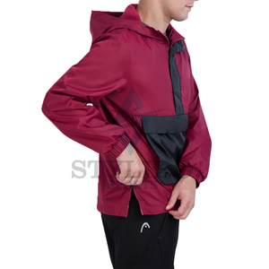 Veste coupe-vent pour homme avec logo personnalisé brodé sur le devant, imperméable, à capuche, 100% polyester - Product Image 5