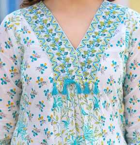 Kurta de Algodón Indio para Mujer, Precio Bajo, Ropa Étnica, Venta al por Mayor de Fábrica, Kurti con Estampado Floral para Mujer, Étnico Indio, Kurtis Indios - Product Image 3