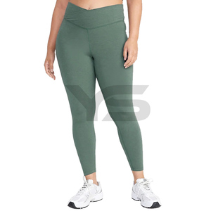 Leggings de yoga en nylon soyeux et doux pour femmes, vente en gros, personnalisables, ODM, pantalons de sport et de fitness avec logo sur la taille - Product Image 1