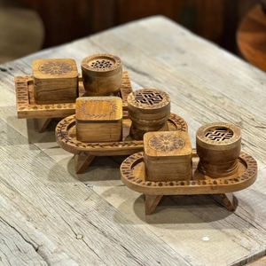 โถเทียนไม้ตกแต่งบ้านชุดกล่องเครื่องเขียนเรซินฝังธูป bakhoor อาหรับ Eid Mubarak ramadan - Product Image 2