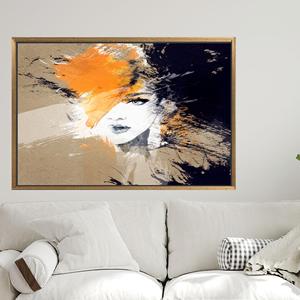 Impression sur toile Modern Girl - Décoration de bureau élégante pour elle, 1P : encadré or - Product Image 1
