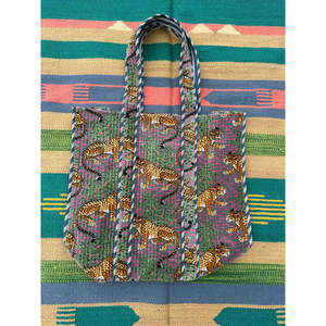 <b>Boho</b> Chic Reversible Quilted Velvet Cotton Women's Tote <b>Bag</b> Large Eco-Friendly Sustainable Grocery Shopping Ochre Beach <b>Bag</b> - Product Image 3